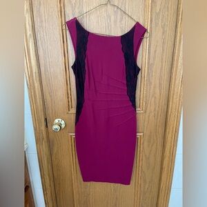 Jacob Burgundy Dress with Black Lace Accents